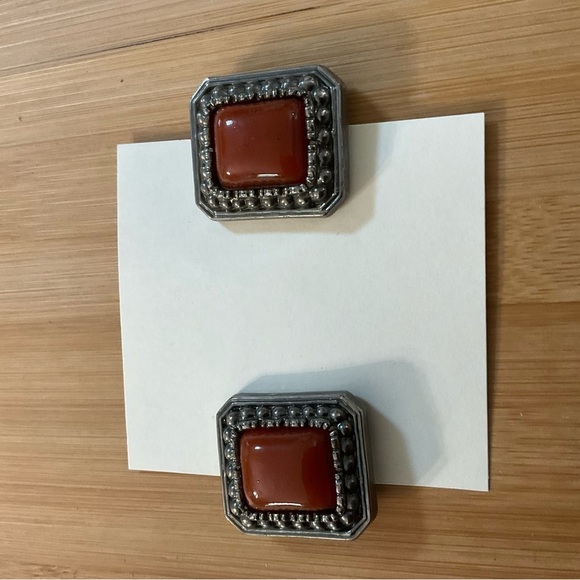 Hand Crafted Shoe Clips Burnt Orange Antique Silver 1 1/4” x 1 1/8” Shoe Bows - Picture 4 of 7